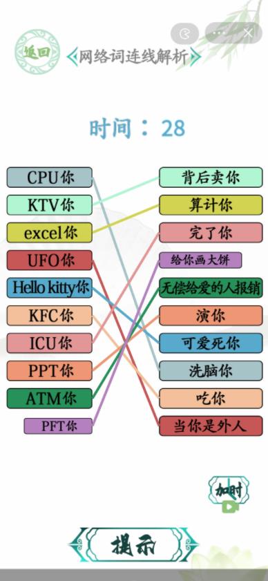 汉字找茬王网络连线解析 网络词连线答案大全[图]图片1